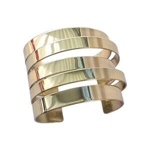 CN HSN Statement Cuff Bangle Bracelet Gold Tone New